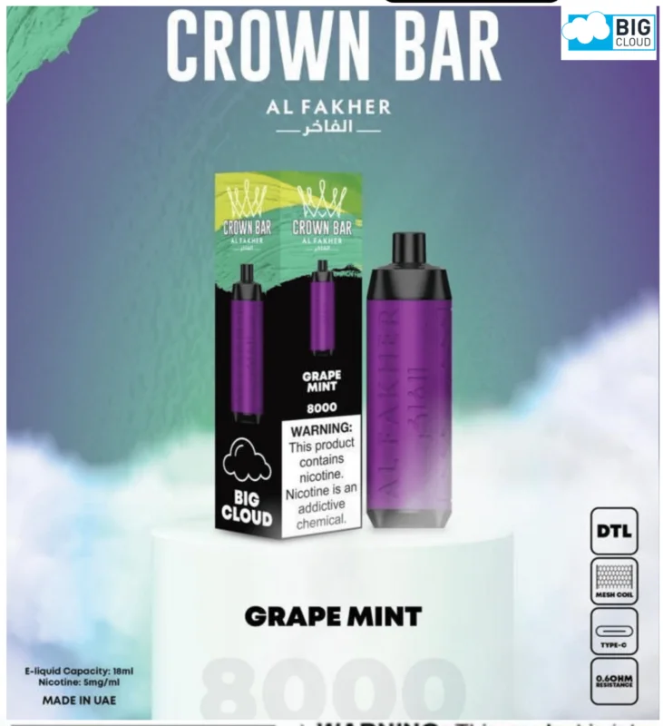 Al Fakher Grape Mint Crown Bar 8000 Puffs