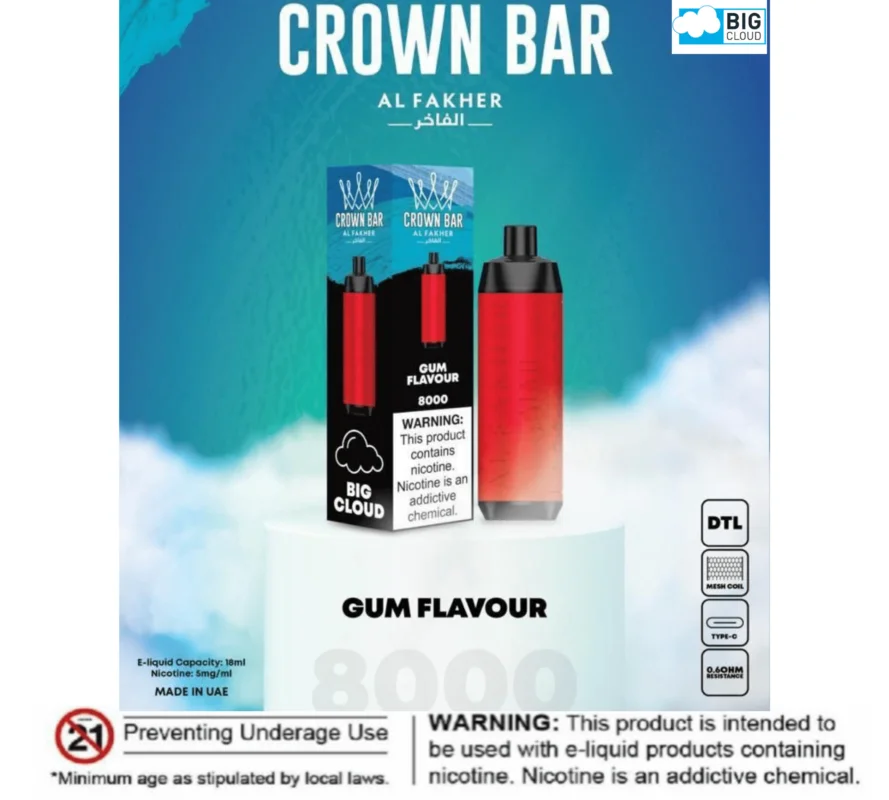 Al Fakher Gum Flavour Crown Bar 8000 Puffs