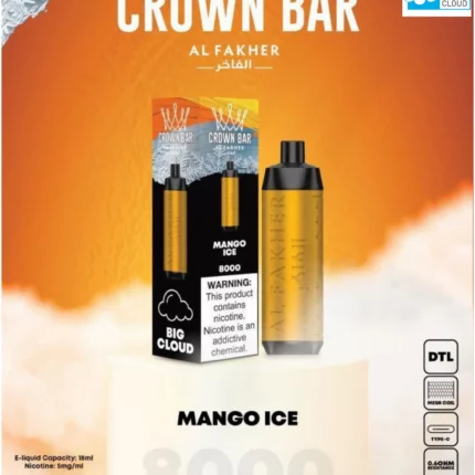 Al Fakher Mango Ice Crown Bar 8000 Puffs Disposable Vape (DTL)