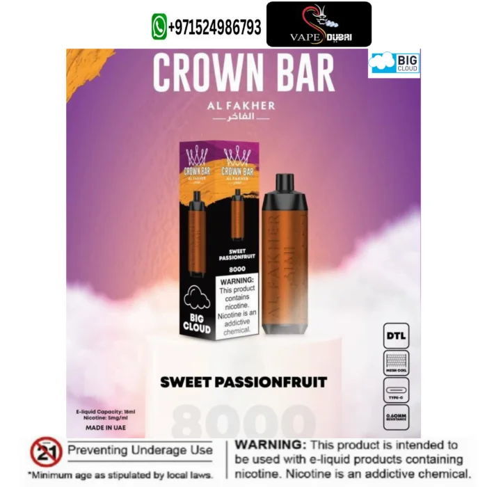 al fakher sweet passionfruit crown bar 8000 puffs dtl