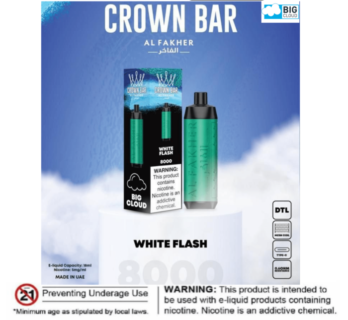 al fakher white flash crown bar 8000 puffs