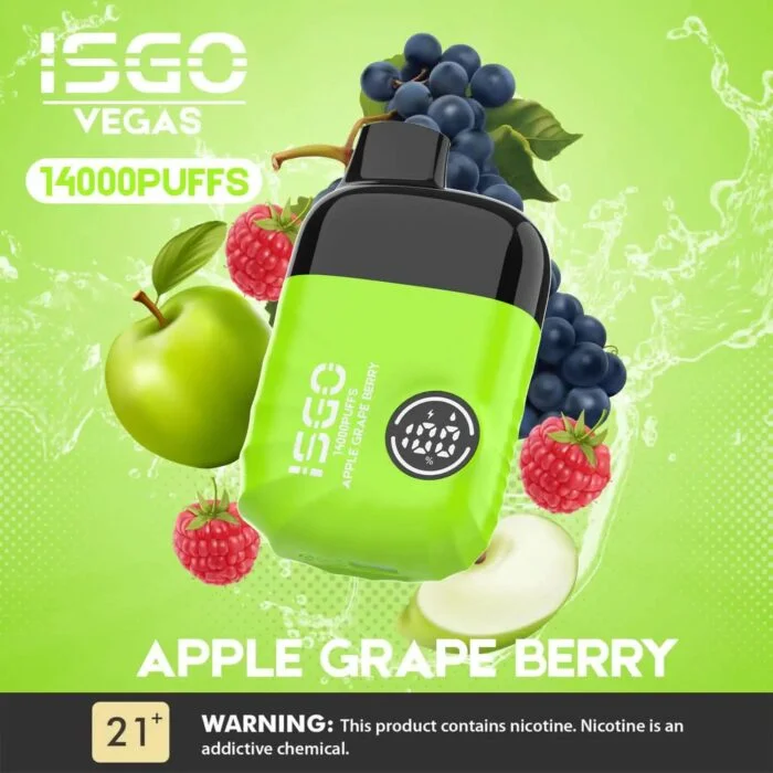 isgo vegas 14000 puffs disposable vape apple grape berry