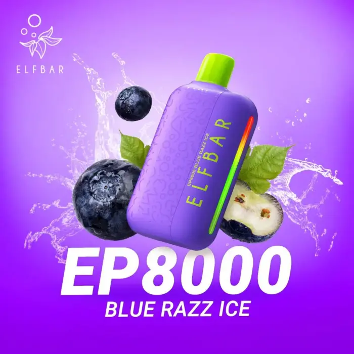 elf bar ep8000 puffs vape blue razz ice