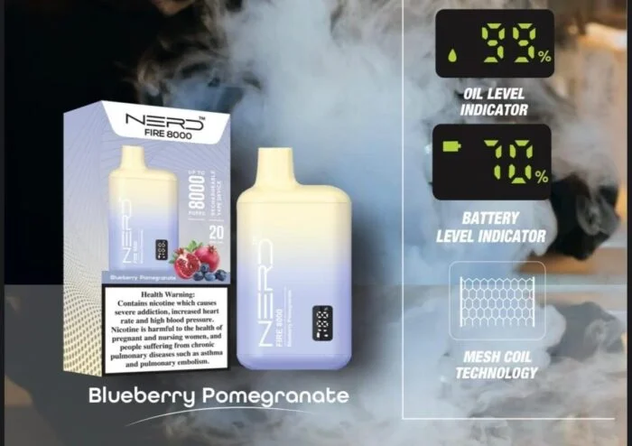 nerd fire vape 8000 puffs blueberry pomegranate